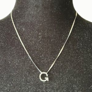 ITALIAN WHITE GOLD 18K 18 inch chain with letter G charm